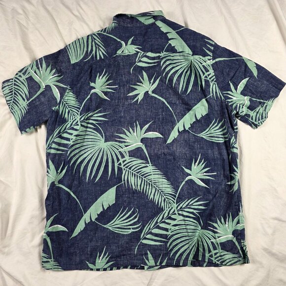 Reyn Spooner Mens Size XL Blue Green Tropical Print Short Sleeve Button Shirt - Picture 2 of 9